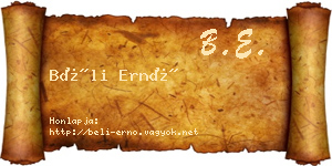 Béli Ernő névjegykártya